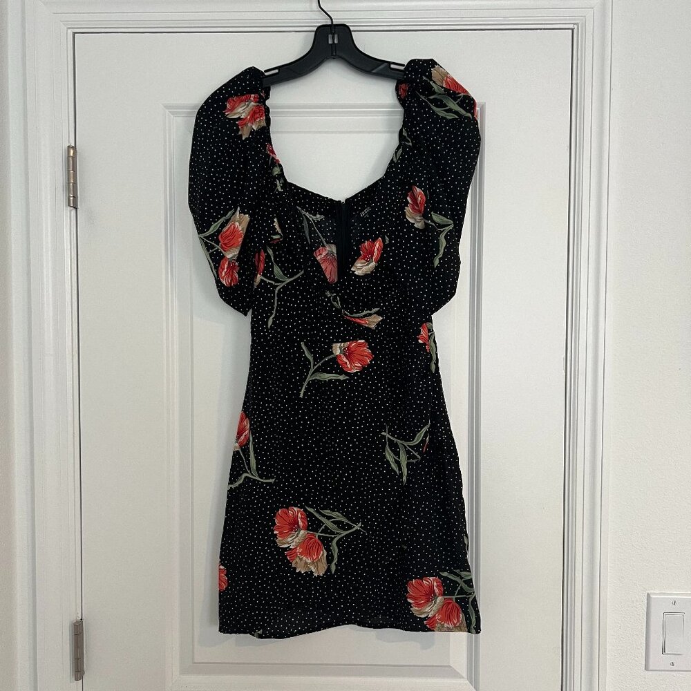 FASHION NOVA Faux Wrap Peasant Off Shoulder Pencil Dress Midi Sexy Cute S